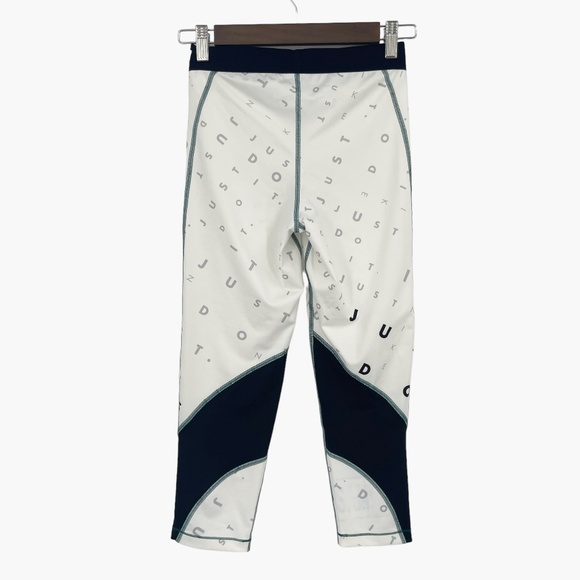 Nike Pro Dri-Fit White Crop Leggings Just Do It Letter Print - Picture 2 of 7